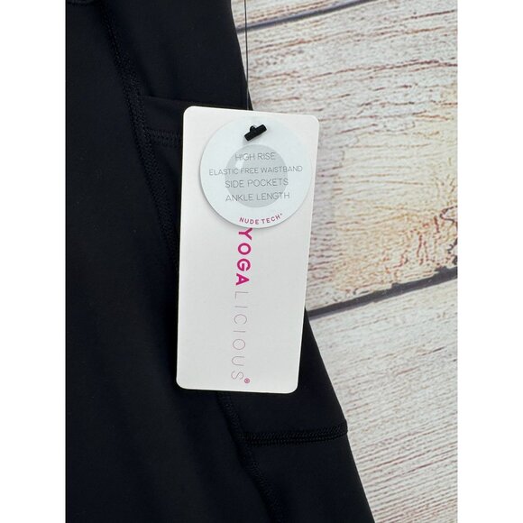 Yogalicious Tech Elastic Free High Waist Side Pocket 7/8 Legging Women's L Black - Picture 9 of 11